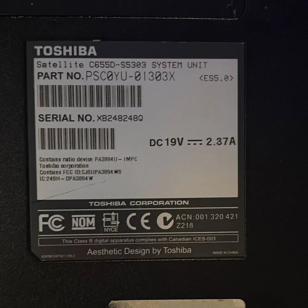Toshiba Satellite C655D-S5303 15.6